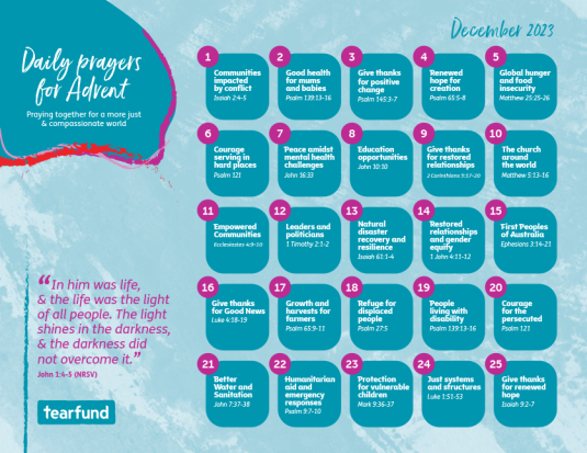 Advent Prayer Calendar | Tearfund Australia